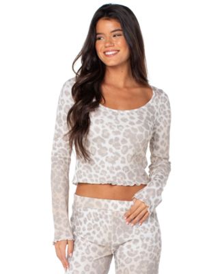 Women's Waterside Long-Sleeve Waffle-Knit Cropped T-Shirt
