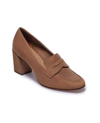 Nevaeh Block-Heel Round-Toe Loafer Pumps