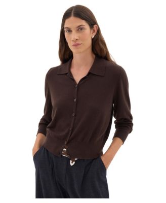 Women's Lara Fine-Knit Collared Cardigan
