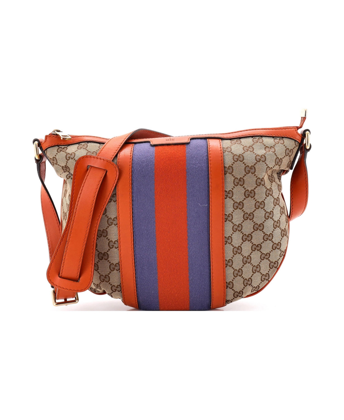 Pre-Owned Gucci Medium Vintage Web Saddle Messenger Bag Gg Canvas - Orange