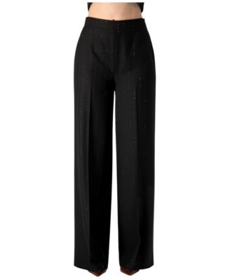 Women's High-Rise Shimmer Stripe Wide-Leg Pants