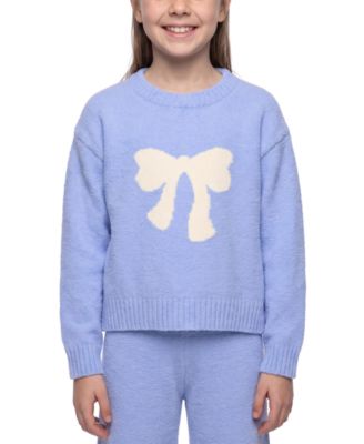 Girls' 7-16 Bow-Detail Long-Sleeve Crewneck Sweater
