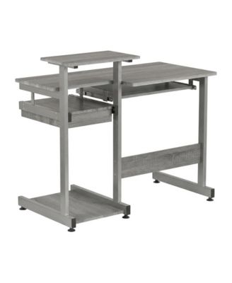 Gray Complete Computer Workstation, Sturdy Steel Frame And Mdf Panel For Office