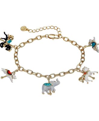 Big Top Gold-Tone Carousel Animals Charm Bracelet