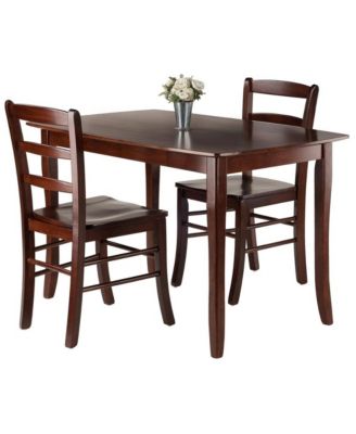 3-Piece Dining Set, Solid Wood Table, Two Ladderback Chairs