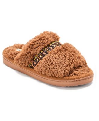 Women's Teddy Memory Foam Round-Toe Embroidered Slides