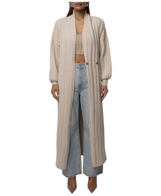 Women's Oversized Ribbed-Knit Duster Cardigan