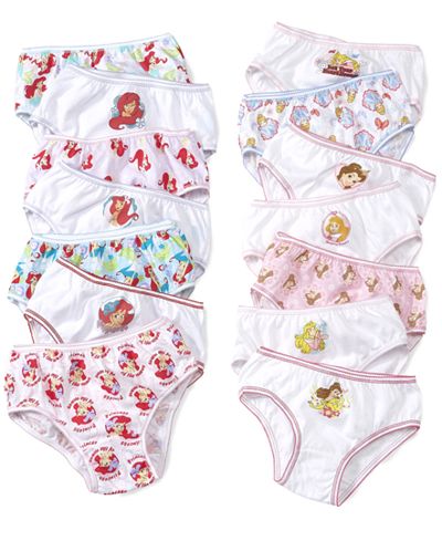 Disney Girls' 7-Pack Princesses or Ariel Cotton Underwear