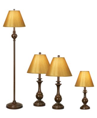 Kathy Ireland - Devon Collection Set of 4 Lamps (2 Table Lamps, Floor Lamp and Desk Lamp)