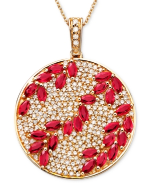 image of Rosa by Effy Ruby (3-1/3 ct. t.w.) & Diamond (9/10 ct. t.w.) Pendant in 14k Rose Gold, Created for Macy-s