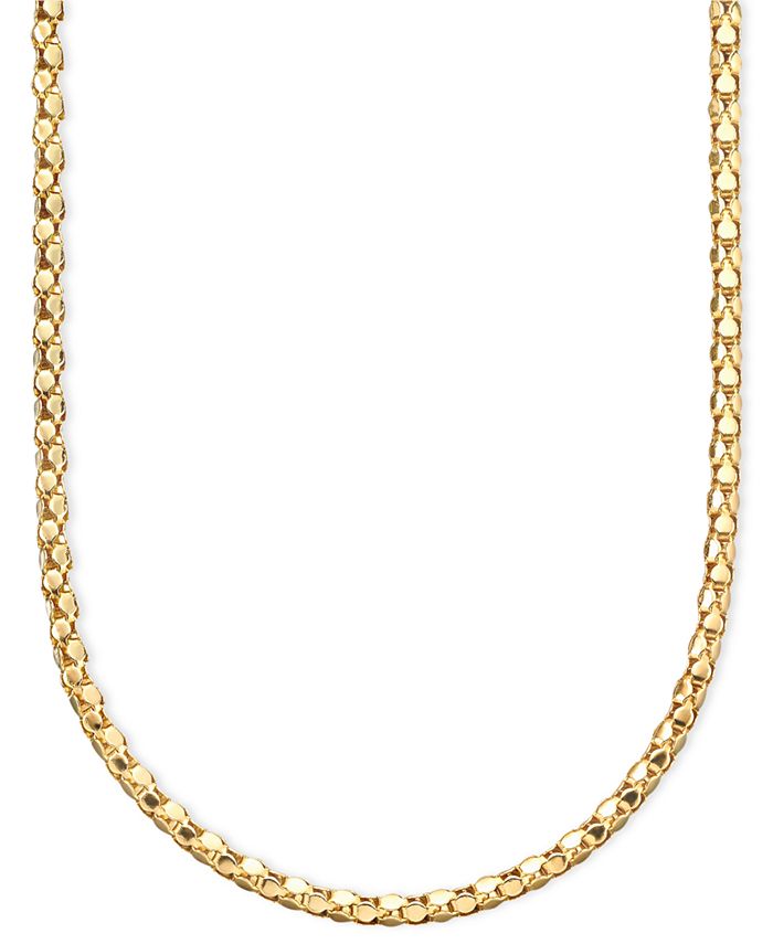 Italian Gold 14k Gold Diamond-Cut Popcorn Necklace (1-5/8mm) - Macy's