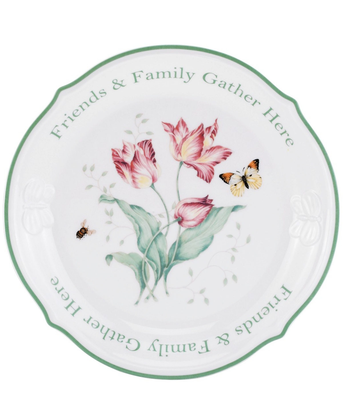 LENOX BUTTERFLY MEADOW FRIENDS & FAMILY GATHER HERE DESSERT PLATTER, 12"