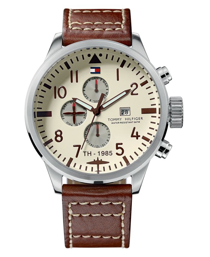 preferable refresh Preservative Tommy Hilfiger Watch, Men's Brown Leather Strap 1790684 & Reviews - Macy's