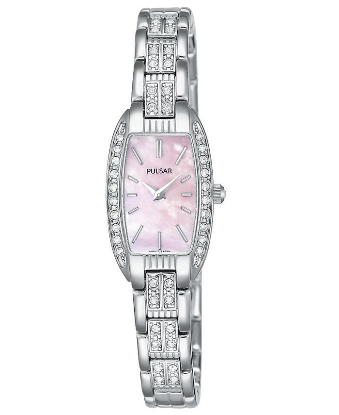 Pulsar Watch Women s Crystal Accented Stainless Steel Bracelet
