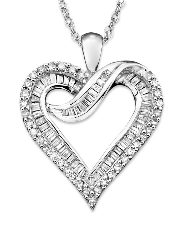Macy's Diamond Heart Necklace in 14k White Gold or 14K Gold (1/2 ct. t