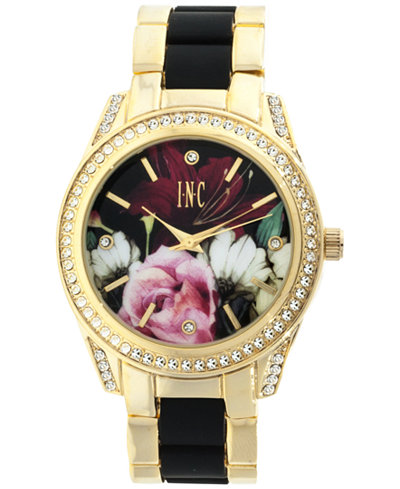 INC International Concepts Women's Gold-Tone and Black Bracelet Watch 40mm, Only at Macy's