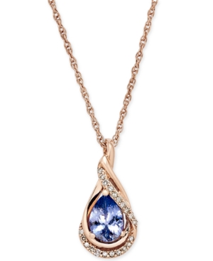 image of Tanzanite (5/8 ct. t.w.) and Diamond Accent Pendant Necklace in 14k Rose Gold