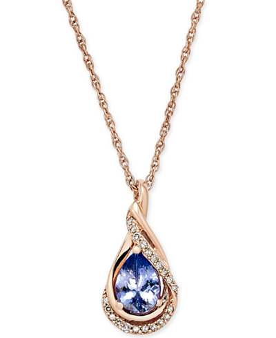 Tanzanite (5/8 ct. t.w.) and Diamond Accent Pendant Necklace in 14k Rose Gold