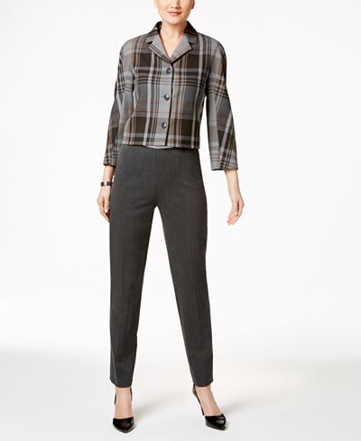 Tommy Hilfiger Cropped Plaid Jacket & Slim-Leg Pants