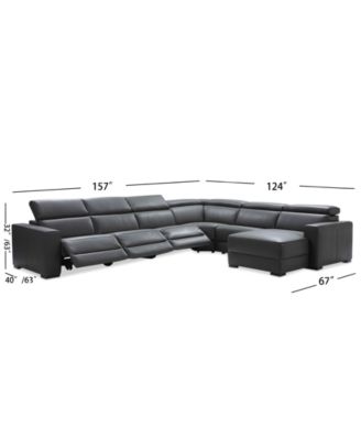 Nevio 6-pc Leather Sectional Sofa with Chaise, 3 Power Recliners and Articulating Headrests, Created for Macy's