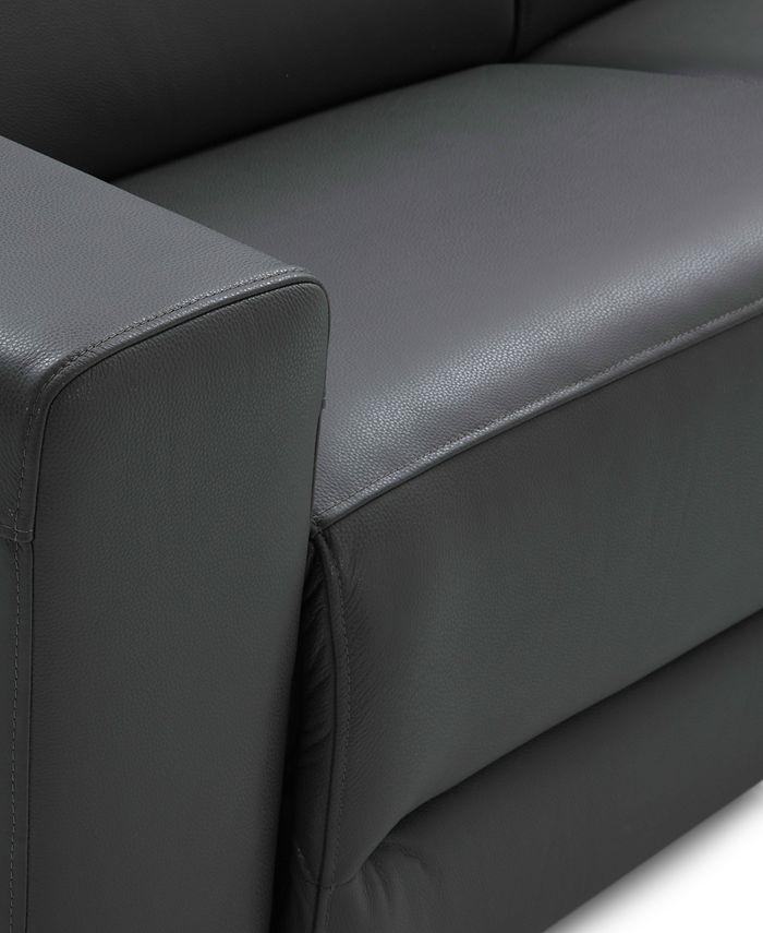 Furniture Nevio 3pc Leather Sectional Sofa with Chaise, 1 Power