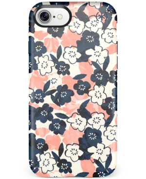 Speck 79990-5760 Presidio Inked Cell Phone Case for iPhone 7 - Marbled Floral Peach Matte/Marine Blue (B01JRT7RNM)