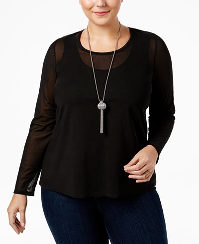 mblm by Tess Holliday Trendy Plus Size Sheer Top