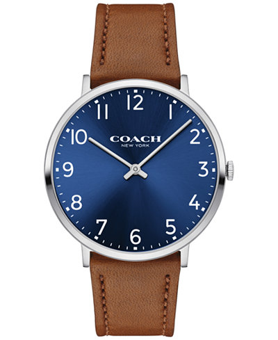 COACH Men's Slim Easton Brown Leather Strap Watch 40mm 14602127