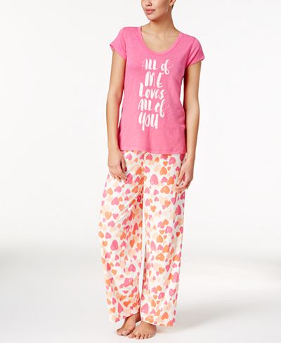 Hue Graphic-Print T-Shirt & Printed Knit Pajama Pants Sleep Separates