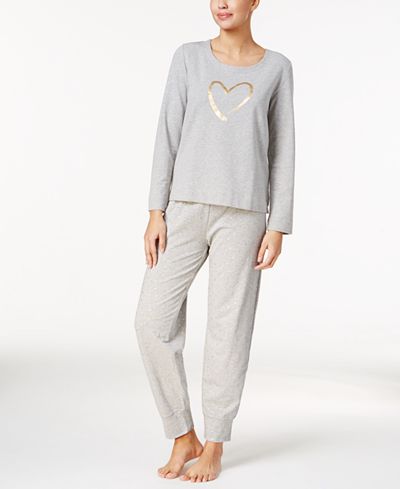 Hue Keyhole-Back Top & Cuffed Pajama Pants Sleep Separates