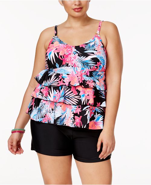 Island Escape Plus Size Swim Shorts, Created for Macy's Swimwear