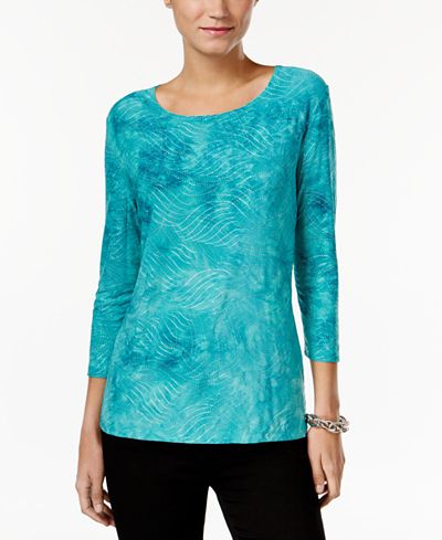JM Collection Embellished Jacquard Top, Only at Macy's