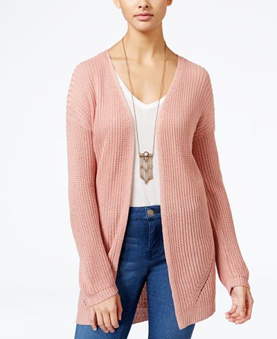 Hippie Rose Juniors' Open-Front Cardigan