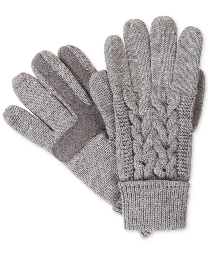 Isotoner Signature - Touchscreen Enabled Solid Triple Cable Knit Palm Gloves
