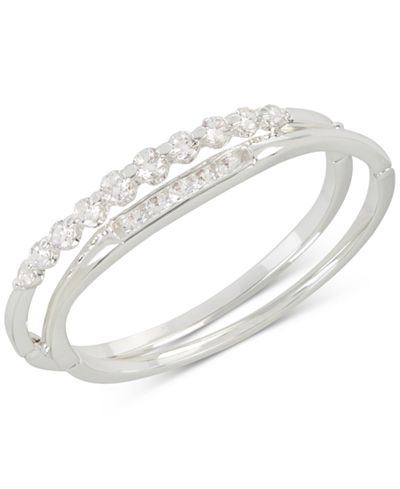 Touch of Silver Silver-Plated 2-Pc. Set Crystal Bangle Bracelets