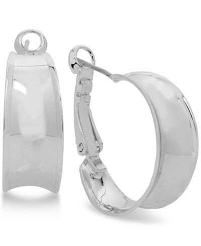 Touch of Silver Silver-Plated Sculptural Hoop Earrings