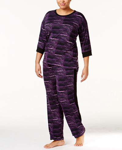 DKNY Plus Size Resort Printed Lounge Top & Pants Sleep Separates