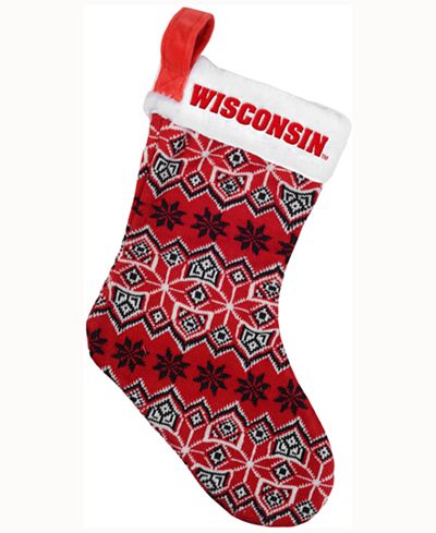 Forever Collectibles Wisconsin Badgers Ugly Sweater Knit Team Stocking