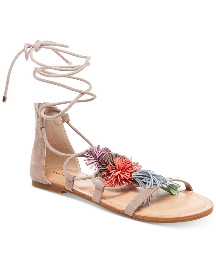 Lace up tassel sandals best sale