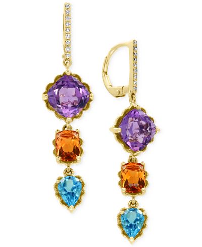 EFFY® Multi-Gemstone (9-1/4 ct. t.w.) and Diamond Accent Drop Earrings in 14k Gold