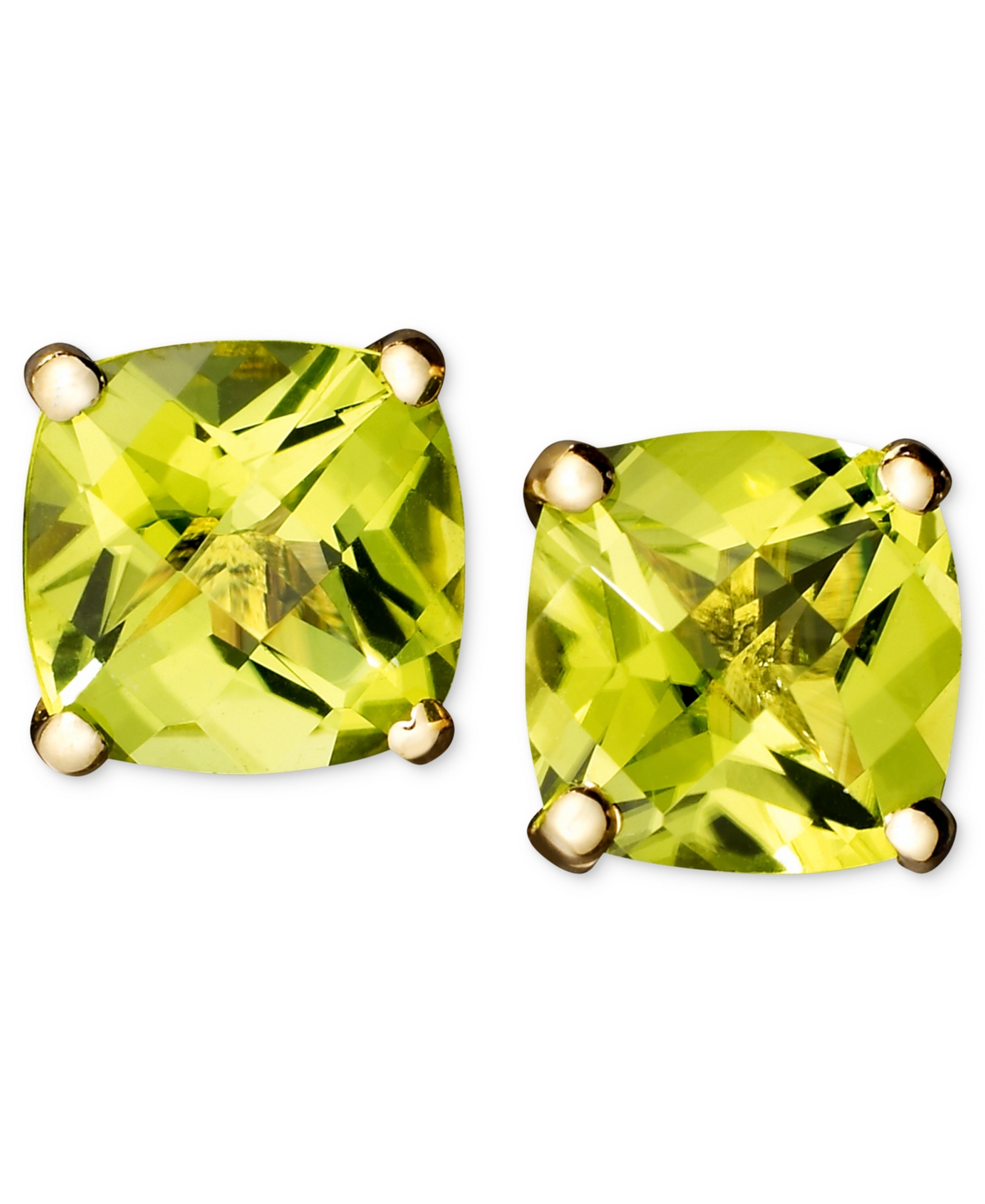 Amethyst (1-3/4 ct. t.w.) Cushion Stud Earrings in 14k white gold (Also Available in Peridot, Garnet, Citrine and Blue Topaz) - Peridot/August
