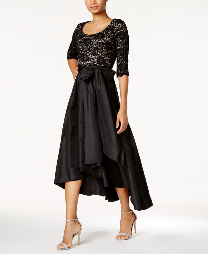 R & M Richards Petite Sequined Lace High-Low Dress - Macy's