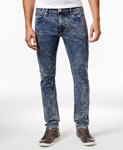 GUESS Men's Indigo Skinny-Fit Acid Wash Jeans - Jeans - Men - Macy's
