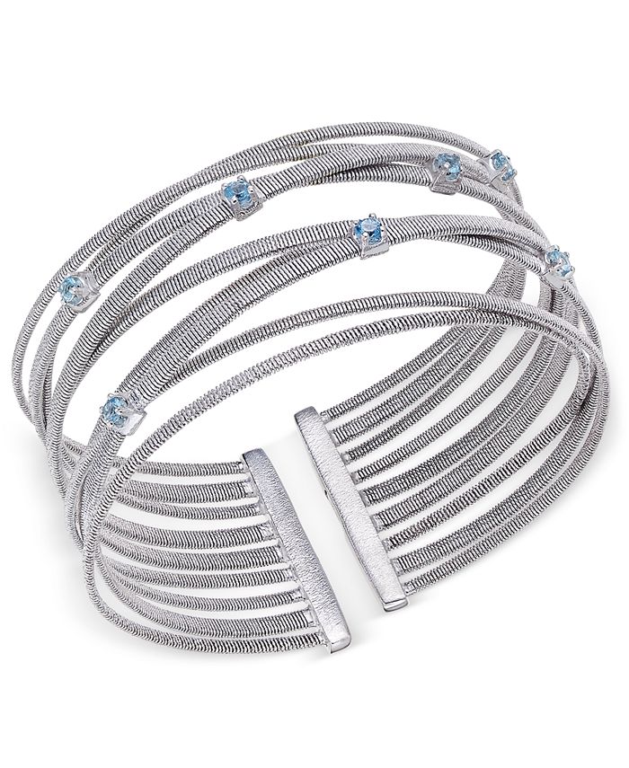 Macy's - Swiss Blue Topaz Multi-Row Cuff Bracelet (3/4 ct. t.w.) in Sterling Silver