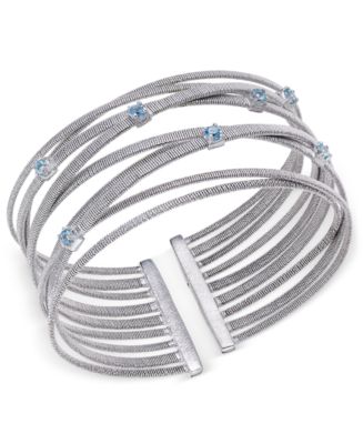 Macy's Swiss Blue Topaz Multi-Row Cuff Bracelet (3/4 ct. t.w.) in ...
