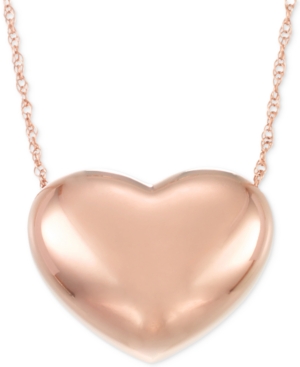 image of Signature Gold Puffed Heart Pendant Necklace in 14k Rose Gold over Resin