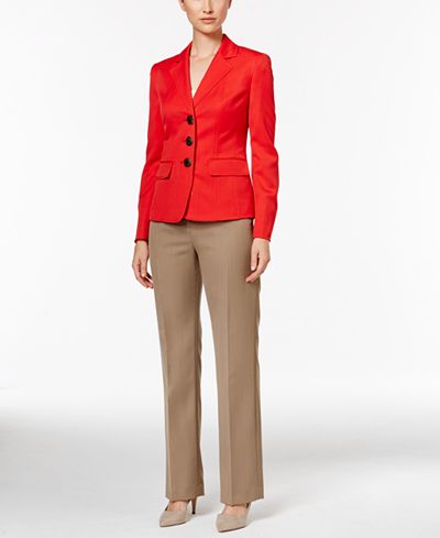 Le Suit Three-Button Colorblocked Pantsuit