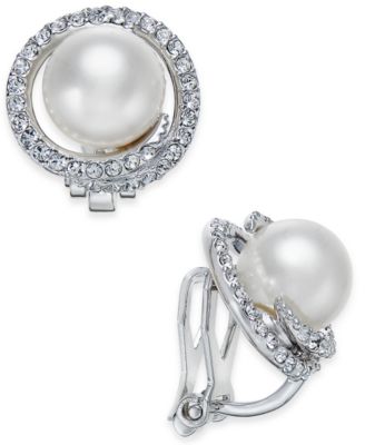 macy's clip on pearl earrings