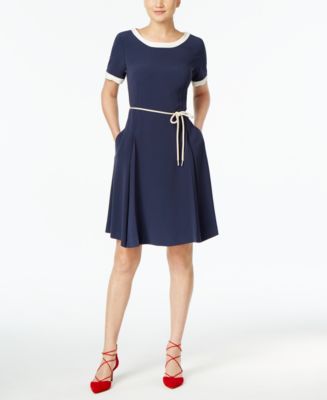 Weekend Max Mara Fit & Flare Belted Dress - Macy's