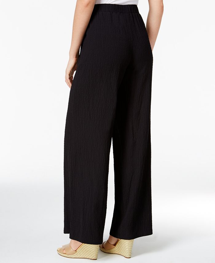 JM Collection Petite Pull-On Wide-Leg Crinkle Pants, Created for Macy's ...